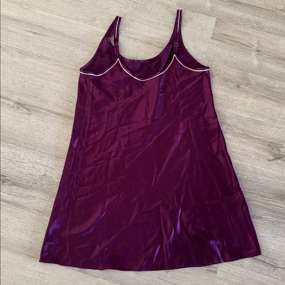 Vintage Morgan Taylor Embroidered Satin Nightgown Dress Purple Floral Medium Y2K - Picture 10 of 11